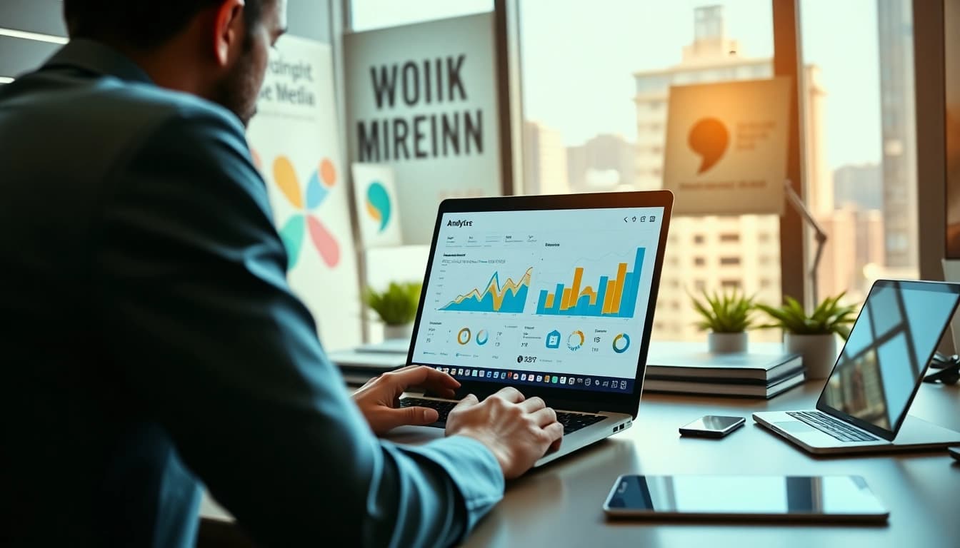 Engaging professional analyzing metrics related to the facebook smm panel for effective marketing.