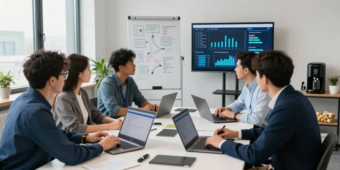 Cyber Essentials quote discussion among cyber security consultants in modern office