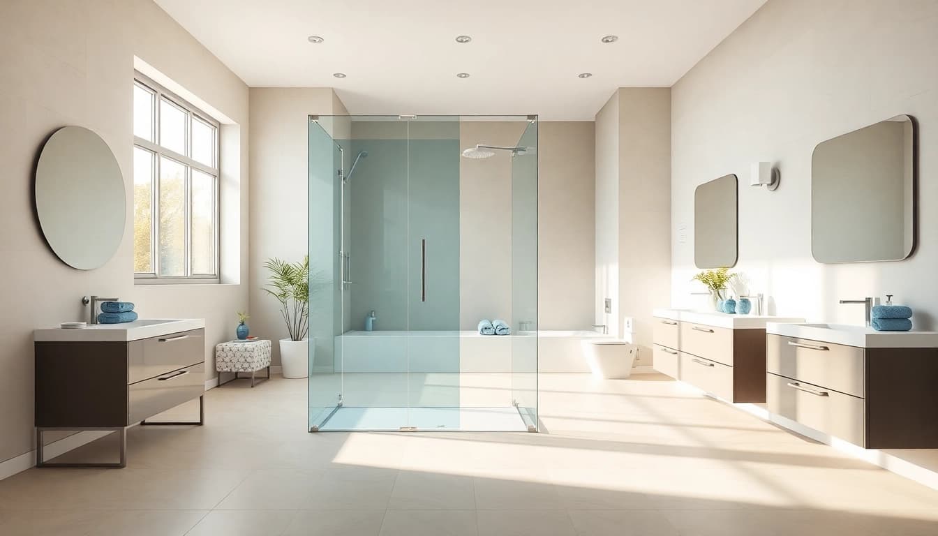 Erleben Sie die Eleganz der sonni sanitär GmbH mit stilvollen Duschtrennwänden und modernen Badezimmermöbeln.