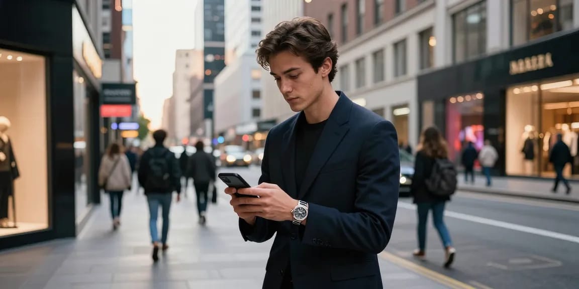 Stylish individual showcasing a replica watch in a modern urban setting, reflecting luxury and sophistication.