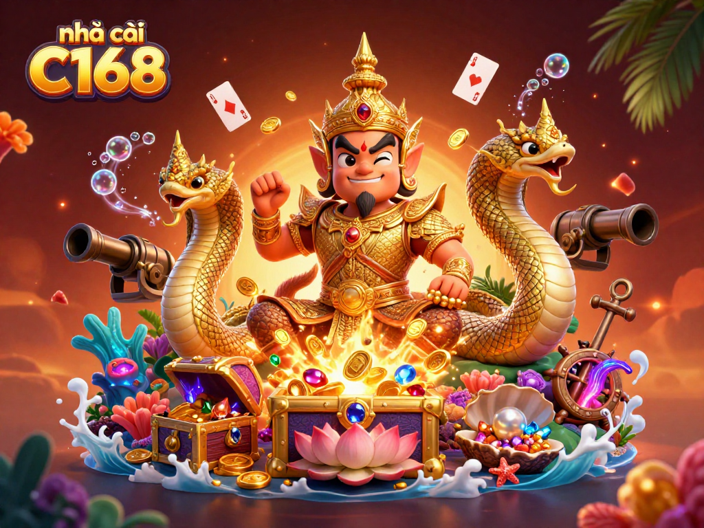 Experience the thrilling action at nhà cái C168 with vibrant casino-themed characters and dynamic game elements.