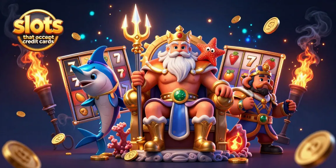 Play exciting slots that accept credit cards in a vibrant casino scene full of engaging game elements.