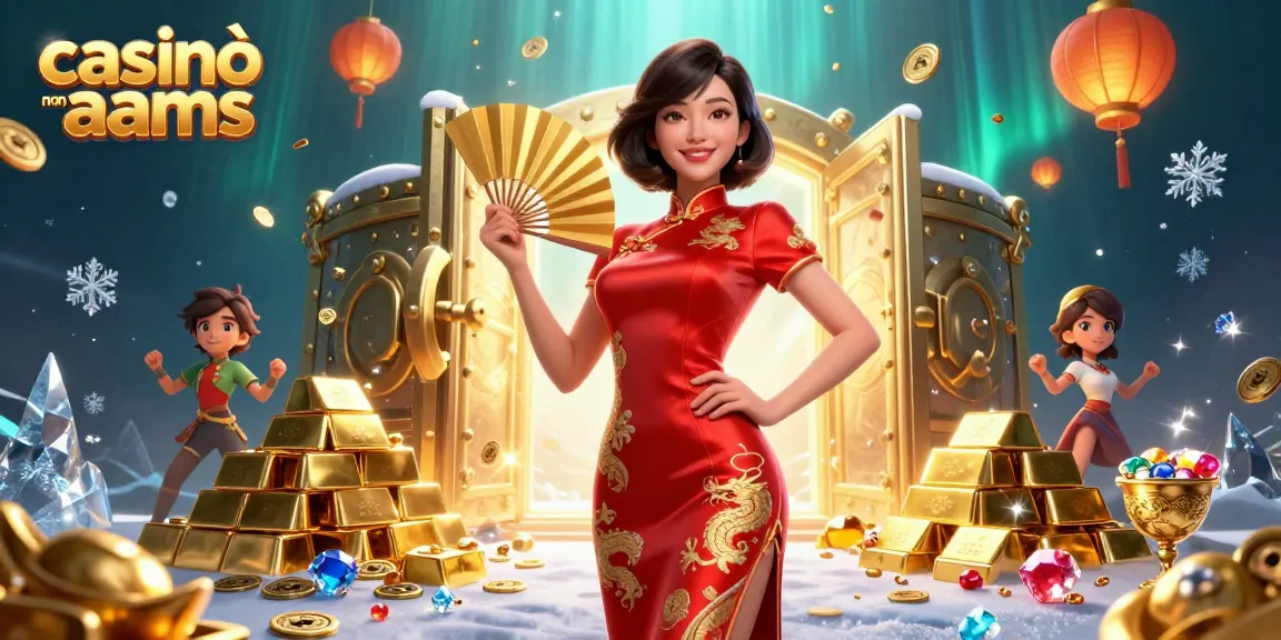 Casinò non aams: Interagisci con un vivace gioco da casinò con una donna sicura di sé tra un tesoro