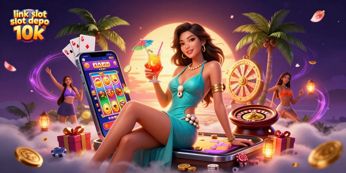 Experience the thrill of link slot depo 10k with vibrant 3D casino illustration capturing jackpot excitement.