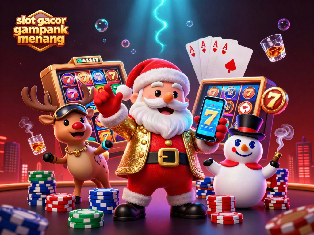Experience slot gacor gampang menang with a vibrant casino scene featuring animated characters and dynamic gaming elements.