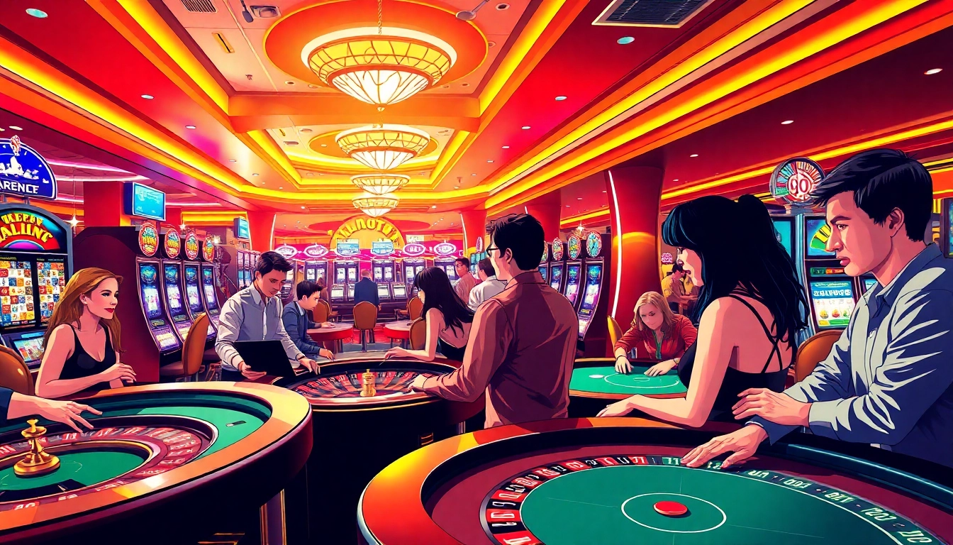 Players enjoying games at a Non Uk Casino 2025 filled with exciting energy.