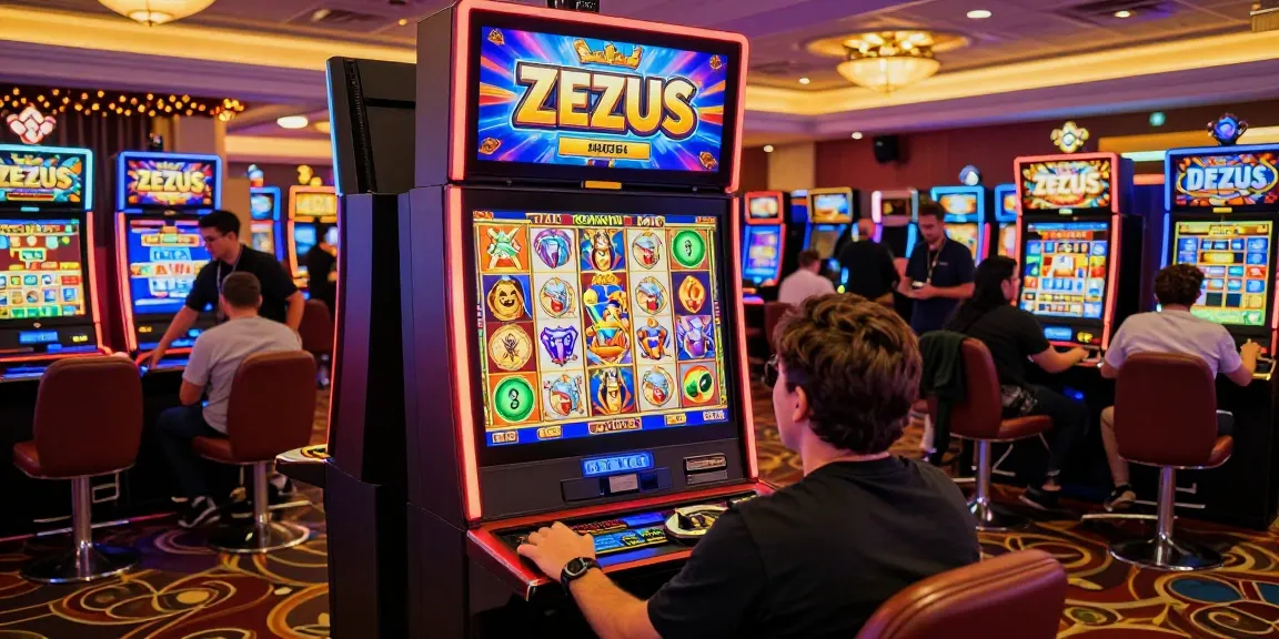Exciting Zeus Slot gaming experience in vibrant casino environment.