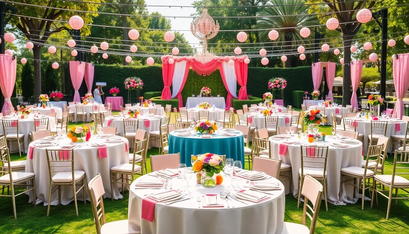 Showcasing stunning Table Rentals in an elegant outdoor event setup.