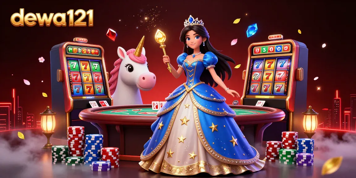 Rasakan jackpot mendebarkan dari dewa121 dengan gulungan slot yang berwarna-warni dan elemen kasino yang magis.