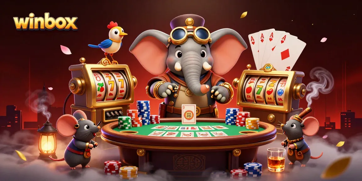 winbox showcases a vibrant 3D steampunk scene filled with dynamic gambling energy and characters.