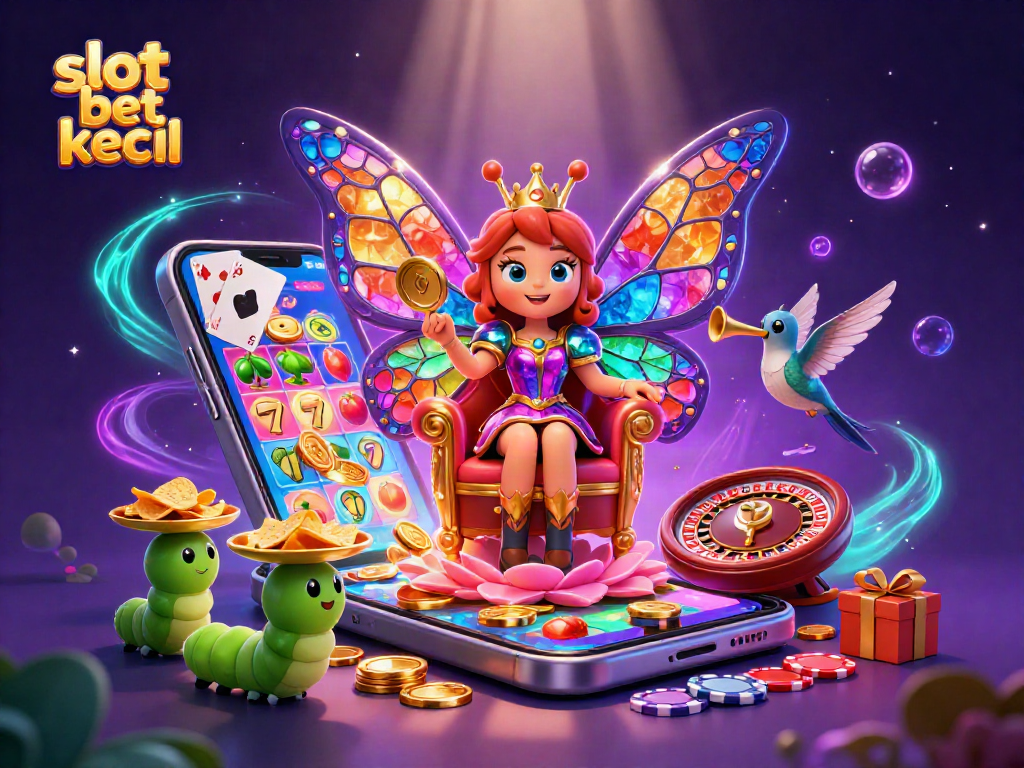 Experience exciting wins with slot bet kecil in this vibrant casino-themed illustration.