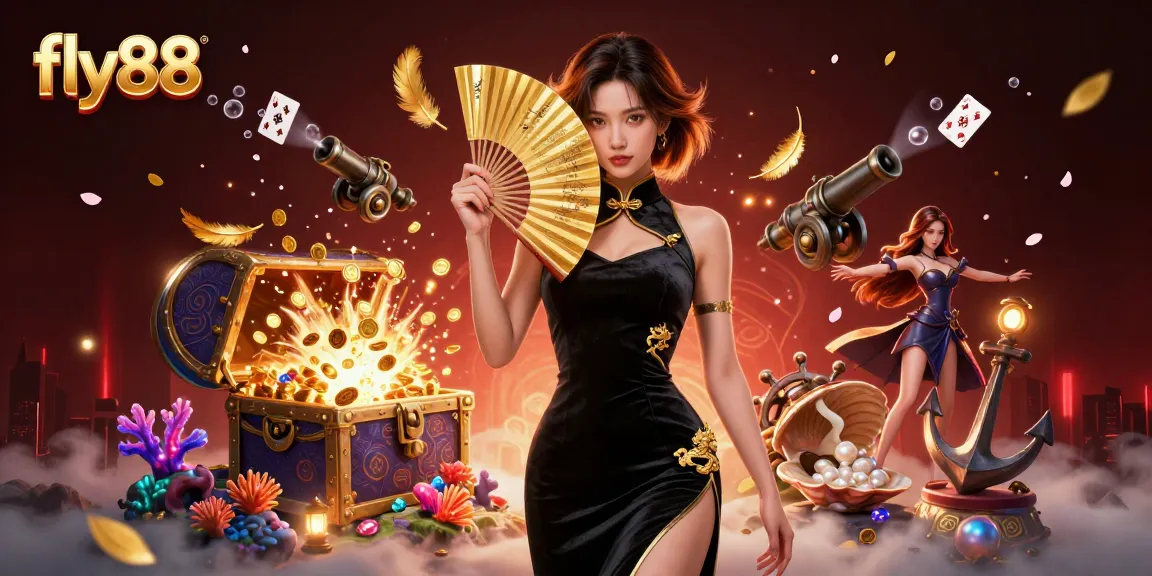 Experience excitement at fly88 with immersive gaming elements and a stunning character illustration.