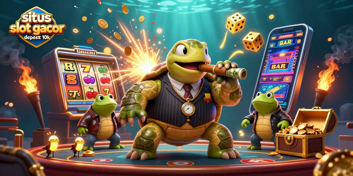 Spin to win big with situs slot gacor deposit 10k in this vibrant casino-themed illustration.