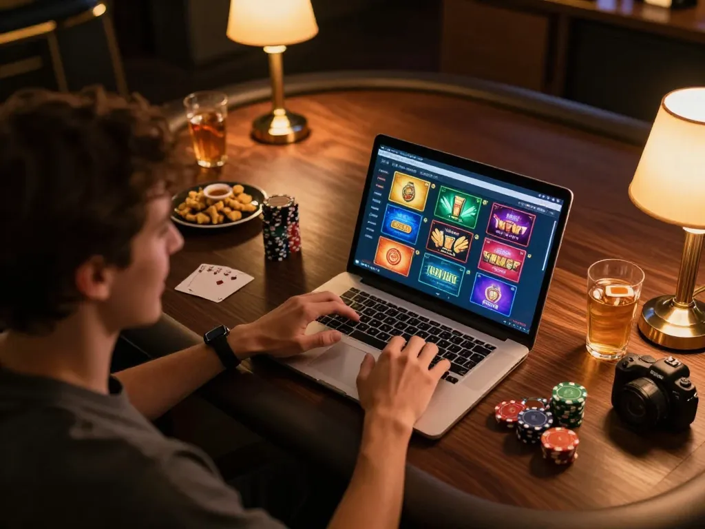 Engaging gameplay with F8 BET on laptop during cozy home casino session