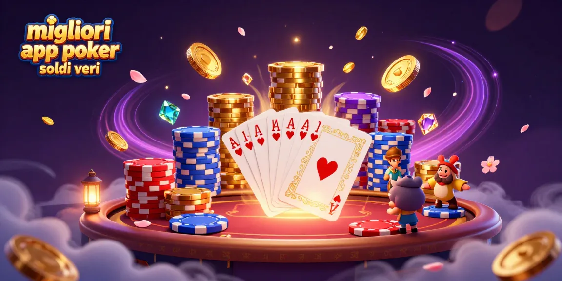 Giocare con delle favolose app poker soldi veri, con carte vincente e chip colorati volanti.