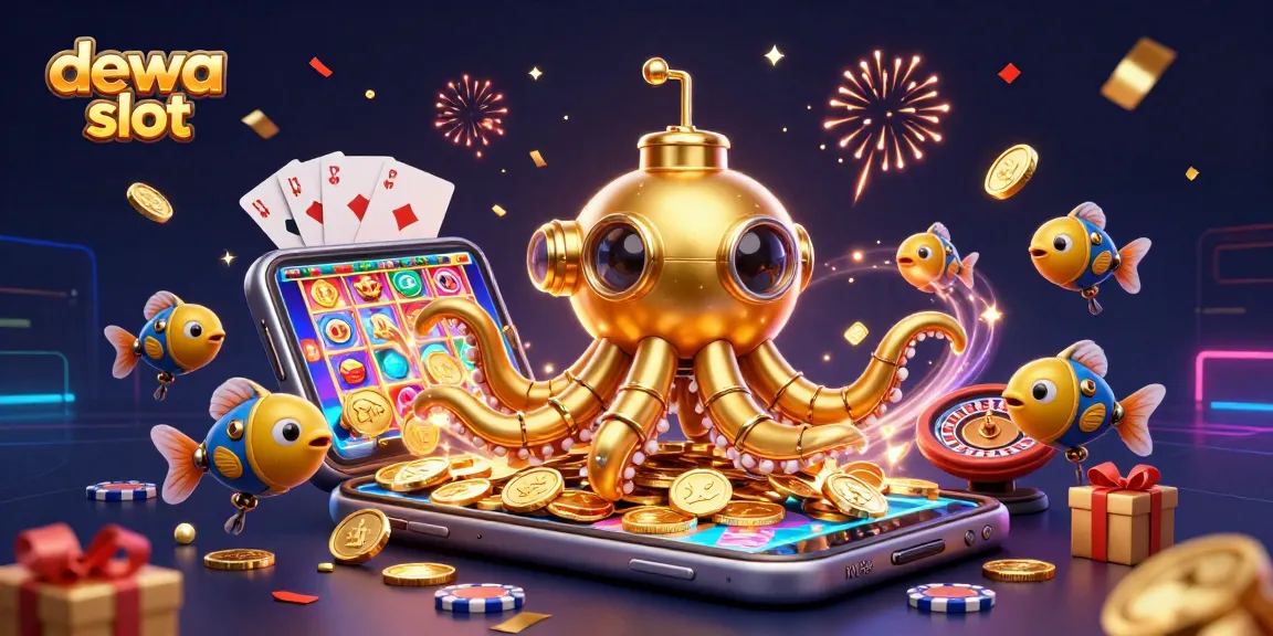 Menangkan permainan dewa slot dengan visual menarik dari slot dan koin emas berkilauan.