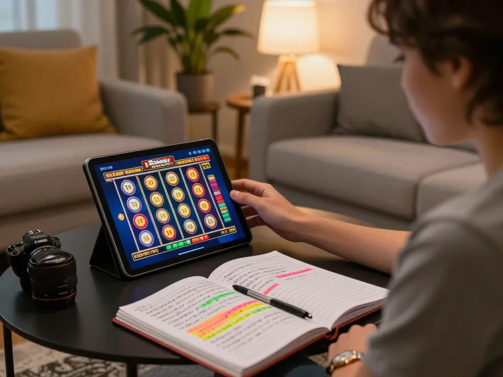 situs slot home gaming setup with a player engaged in an online casino game