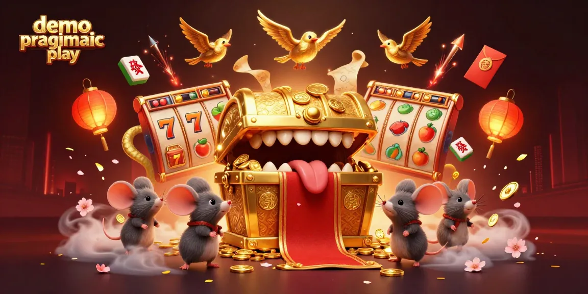 Engage with demo pragmatic play through vibrant casino-themed 3D illustration featuring slot reels and jackpot elements.