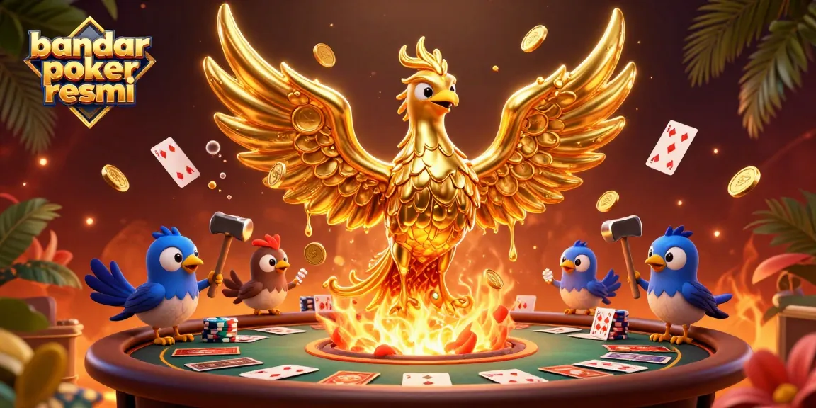 Experience thrilling wins at bandar poker resmi with this vibrant 3D casino illustration featuring poker elements.