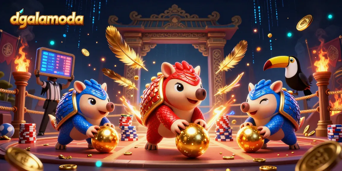 dgalamoda offers vibrant casino excitement featuring pangolins and poker elements in an action-packed illustration.