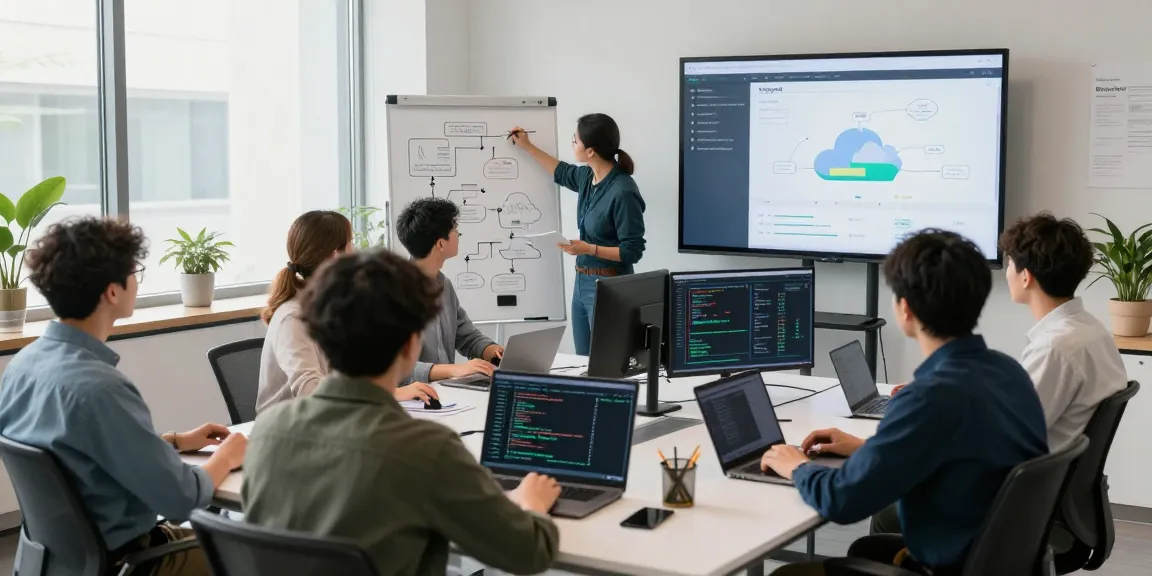 Team collaborating on Waygrid API management platform in modern workspace