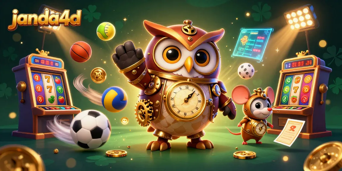 janda4d menampilkan ilustrasi kasino yang mengesankan dengan karakter kartun dan mesin slot