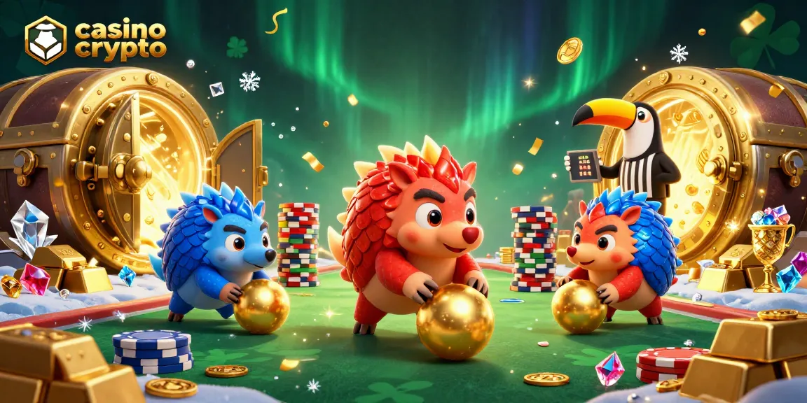 Gioca nei migliori casino crypto con i pangolini rivali che spingono monete d'oro e fiches.