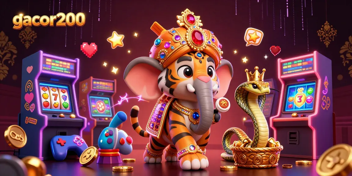 Engage in vibrant gaming action at gacor200, featuring an ornate maharaja on a majestic elephant.