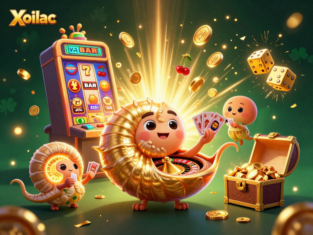 Xoilac brings excitement with a golden nautilus roulette wheel and jackpot action.