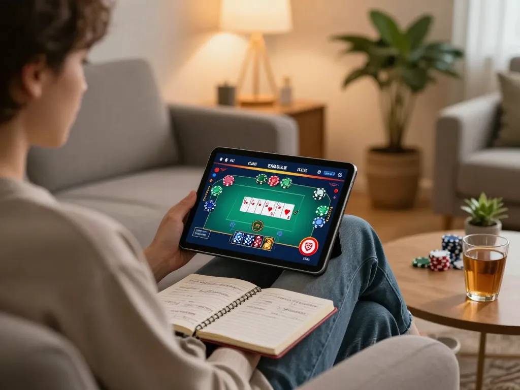 Engaging in casinò online non aams con neteller on a tablet in a cozy home setting
