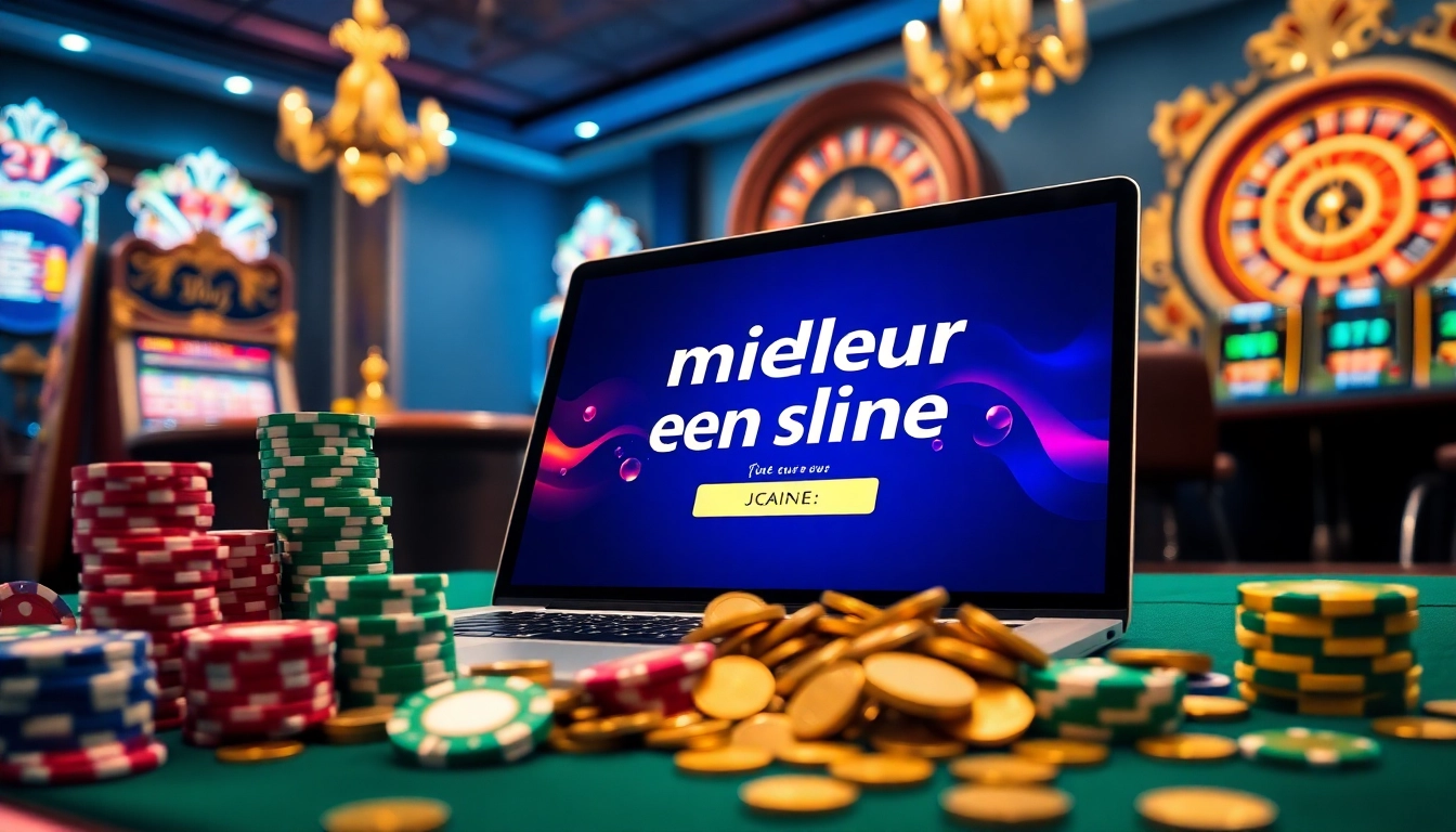 Vivez le frisson du meilleur casino en ligne france avec des jetons de poker colorés et une roulette.