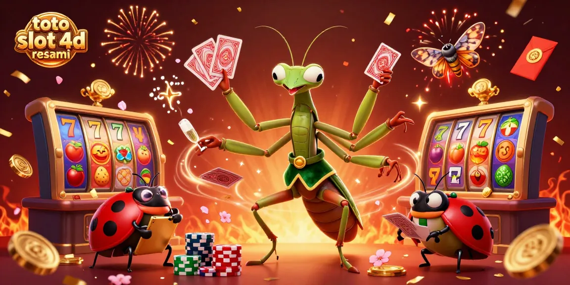 Experience the thrill of toto slot 4d resmi with a vibrant 3D illustration of characters and slots in action.