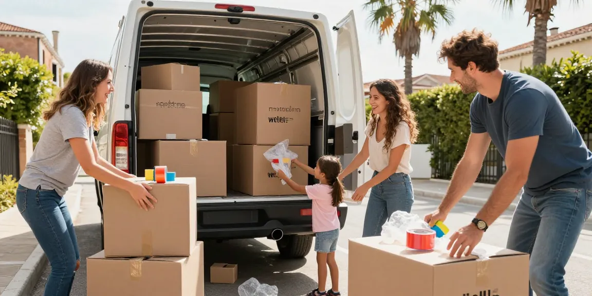 Family packing their belongings with wellen moving services in sunny Venice.