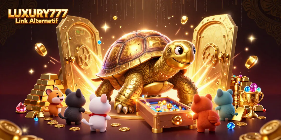 Menggoda pemain dengan LUXURY777 Link Alternatif dan harta berkilauan di latar belakang.