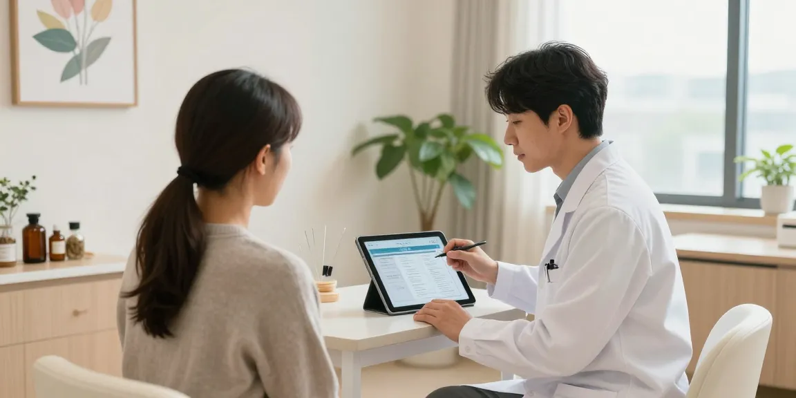 Consultation at 영통한의원 showcasing compassionate health care in a serene clinic environment.
