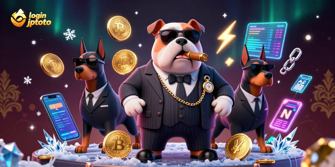 Masuk ke login jptoto dengan gaya, dikelilingi koin Bitcoin dan Elemen digital dalam ilustrasi 3D.