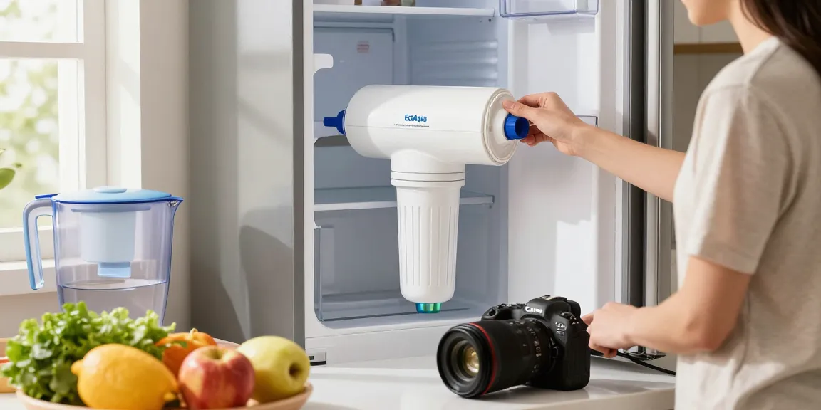 Person installing EcoAqua EFF-6013A Replacement Filter in bright home kitchen