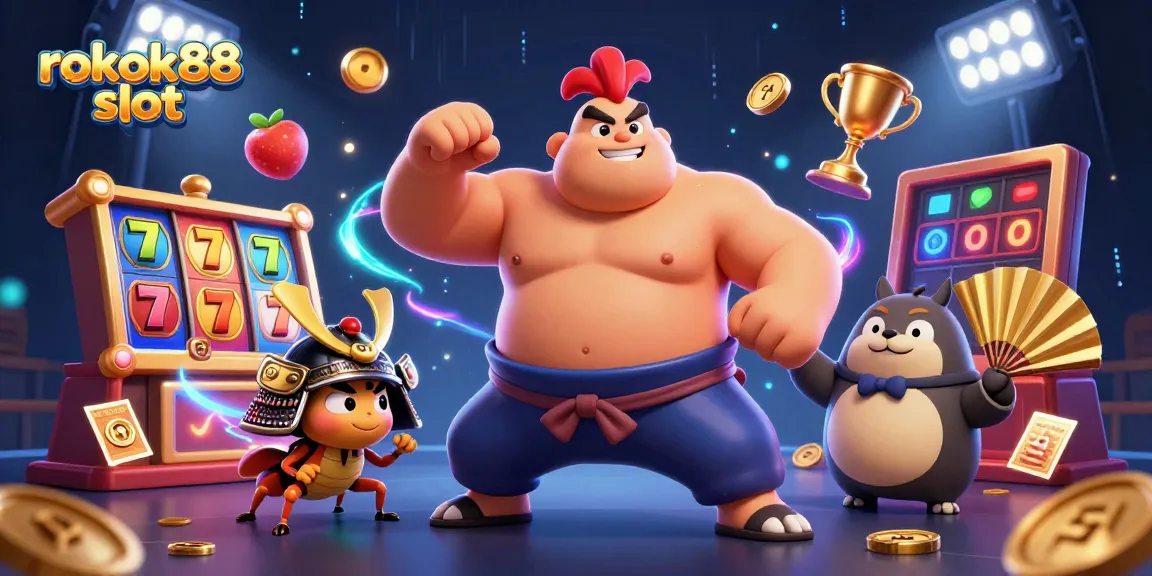 Experience thrilling rokok88 slot action with vibrant characters and dazzling game elements in a dynamic casino scene.