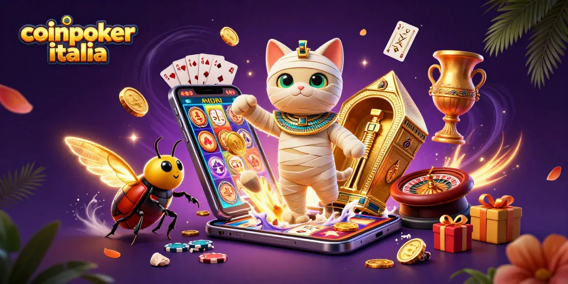 Gioca a coinpoker italia con mummia egiziana e scarabeo nel casinò, immerso in avventura.