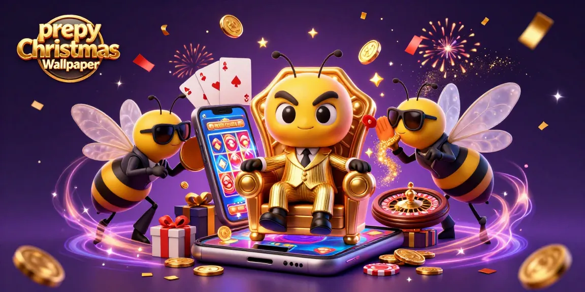 Experience festive preppy christmas Wallpaper with a lively casino scene featuring a bumblebee mob boss.
