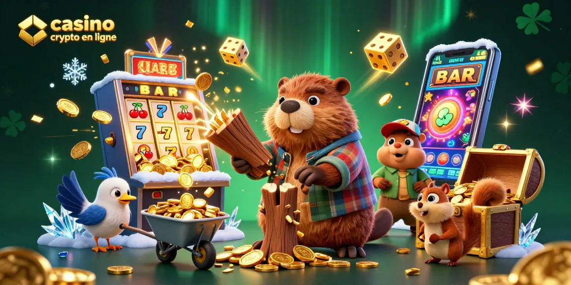 Découvrez une scène animée captivante illustrant un casino crypto en ligne, avec des personnages ludiques et des pièces d'or scintillantes.