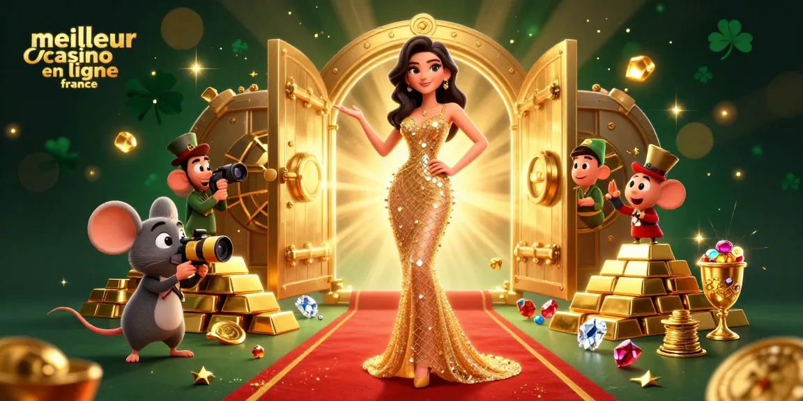 Illustration engageante mettant en avant le meilleur casino en ligne France, avec des éléments glamour et une ambiance de jeu palpitante.
