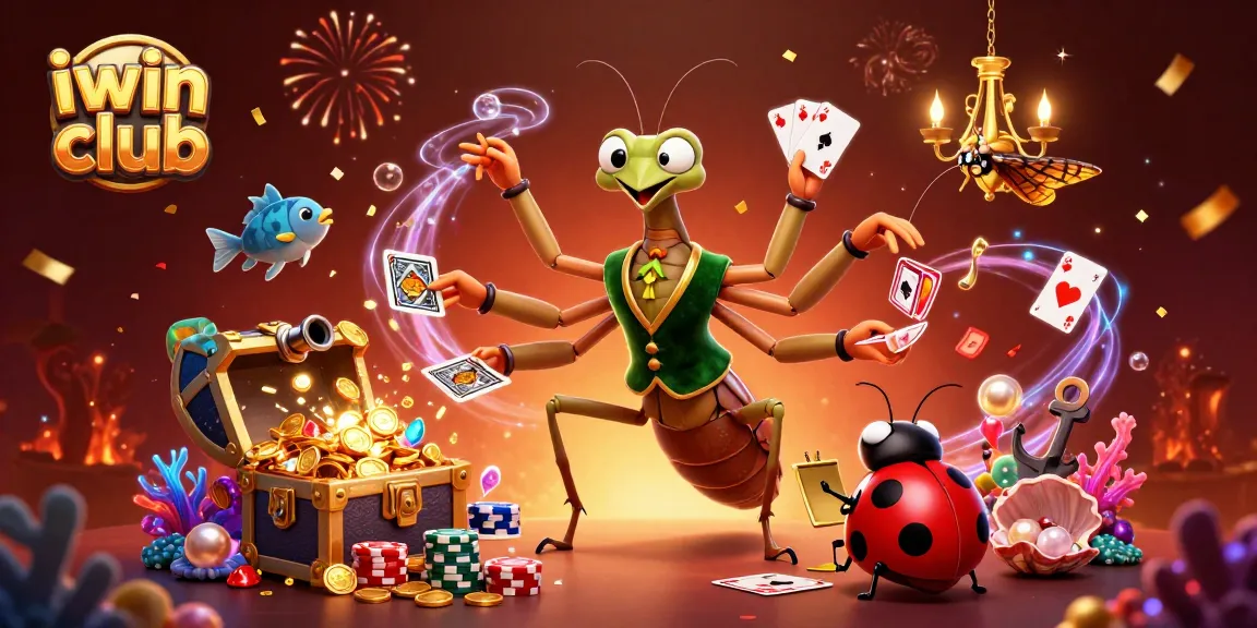 Experience the thrill of iwin club with gaming action and vibrant characters in a festive casino scene.