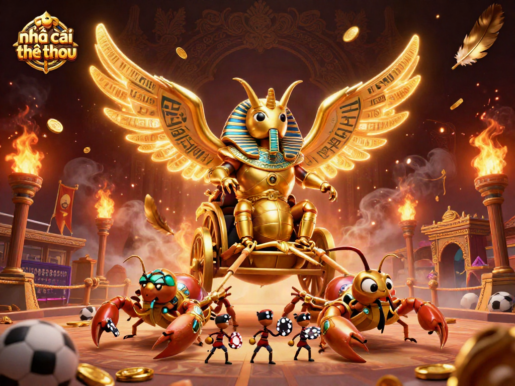 Engage in thrilling sports betting action with nhà cái thể thao in a vibrant arena scene featuring golden elements and dynamic gameplay.