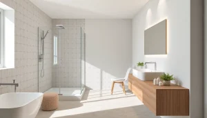 Erlebe ein modernes Badezimmerdesign von sonni sanitär GmbH mit eleganten Armaturen und einem stilvollen Glasduschabteil.