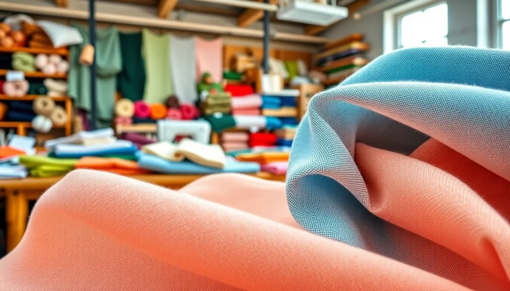 Katoen stof met kleurrijke texturen en unieke patronen in een workshop.