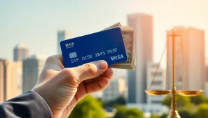 카드깡으로 신용카드를 들고 현금을 받아내는 모습.