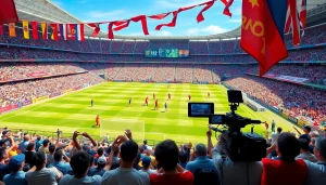 축구중계 중인 선수들의 박진감 넘치는 경기 모습입니다.