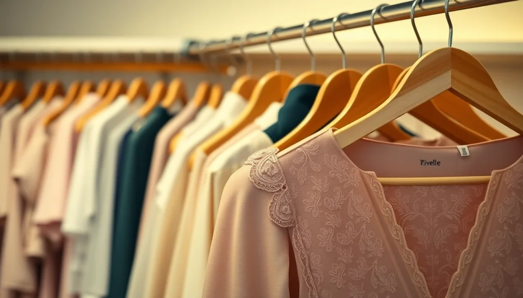 Rivelle clothing beautifully showcased in a chic boutique setting highlighting elegance and style.