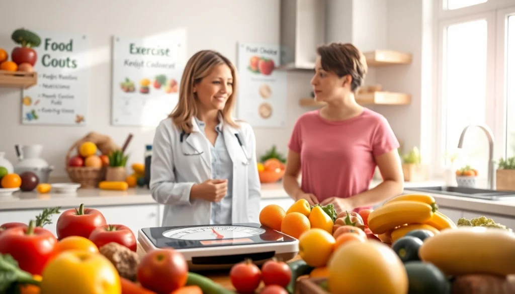 Nutritionist discussing strategies to overcome a weight loss plateau with a client.